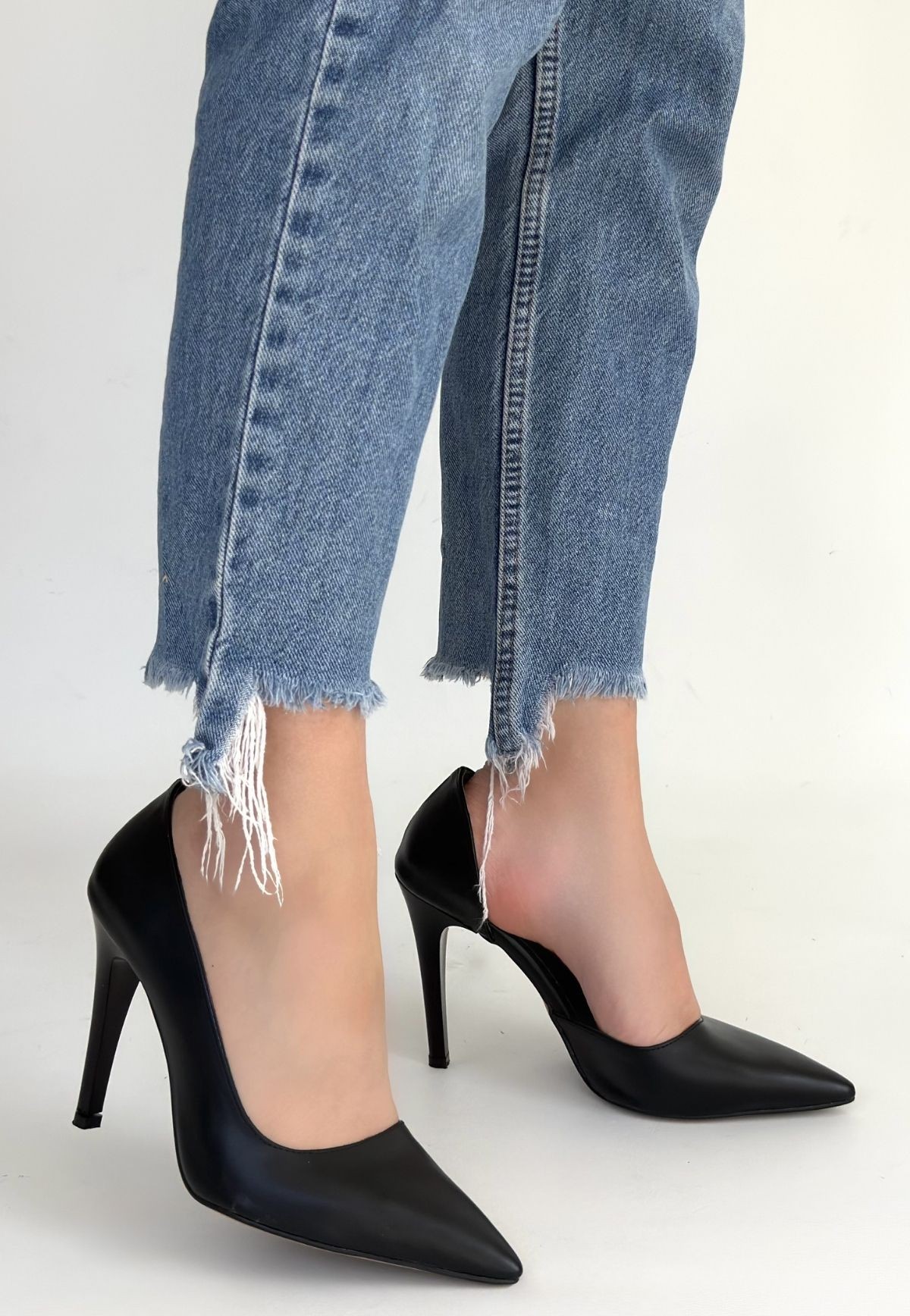 Pley Siyah Cilt Stiletto Ayakkabı - Lisinya