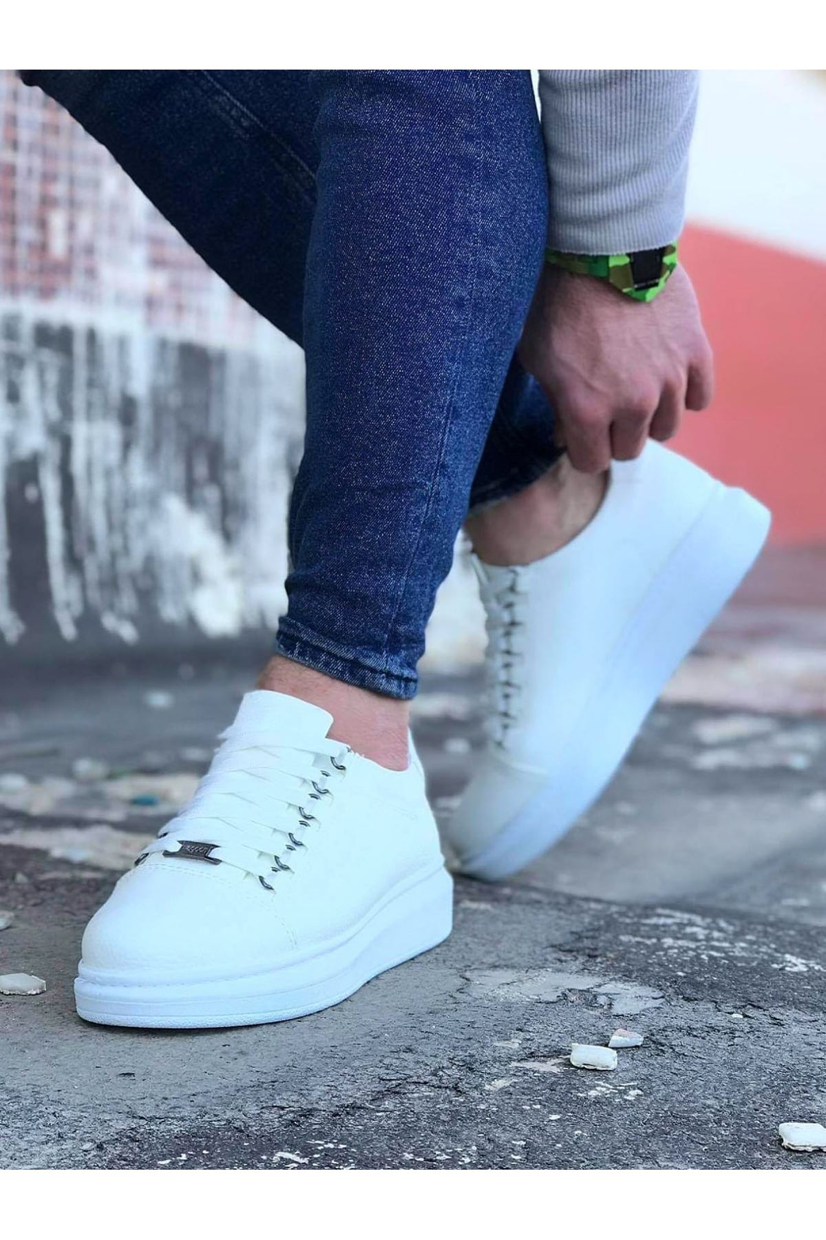 Lisinya947 CZ08 Beyaz Düz Erkek Casual Ayakkabı