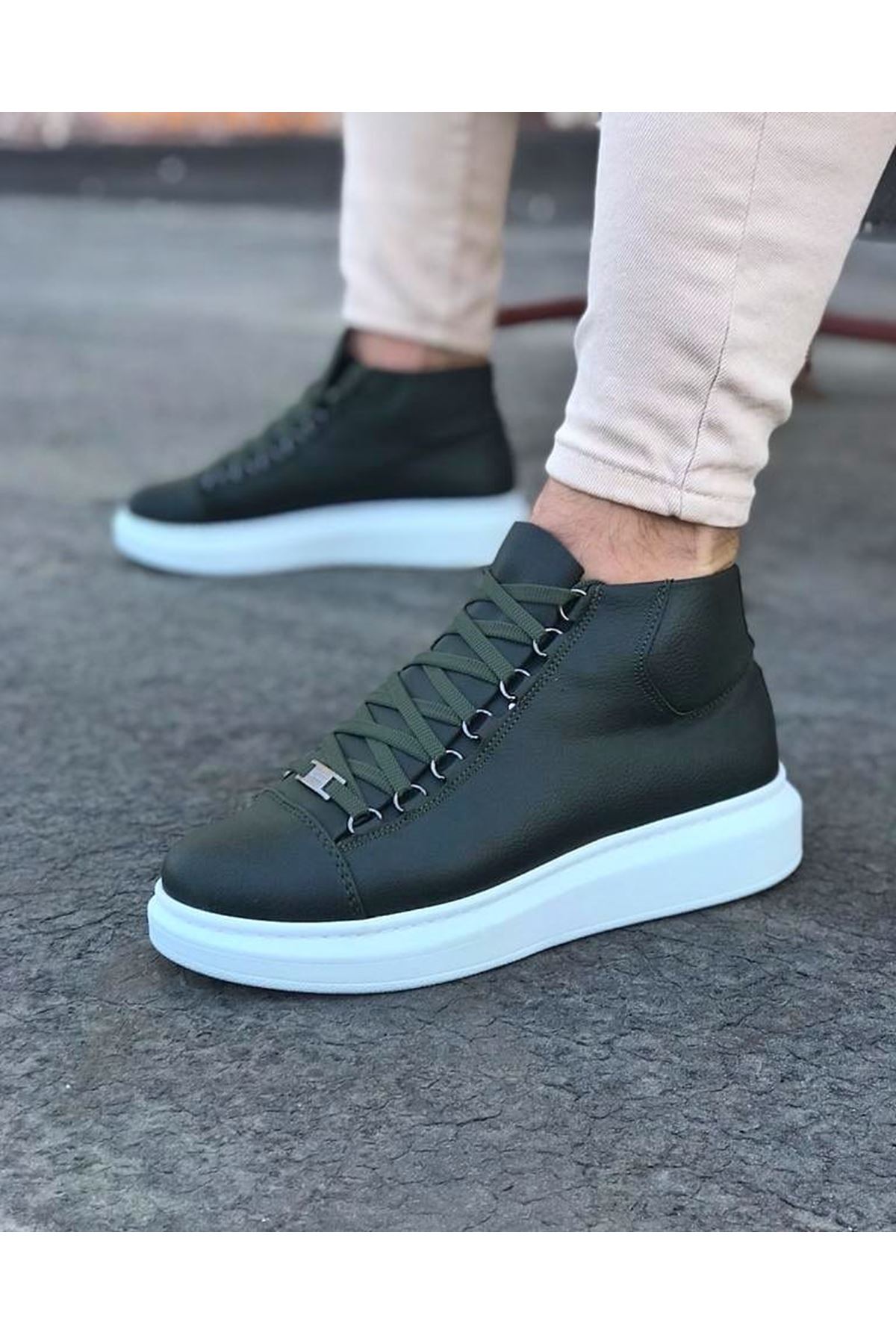 Haki Bağcıklı Snes Yarım Bilek Bot Lisinya947 CZ032 Haki Bağcıklı Sneakers Yarım Bilek Bot