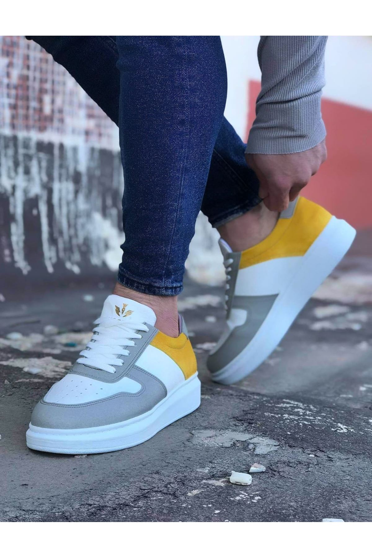 Lisinya947 CZ011 Beyaz Sarı Erkek Casual Ayakkabı
