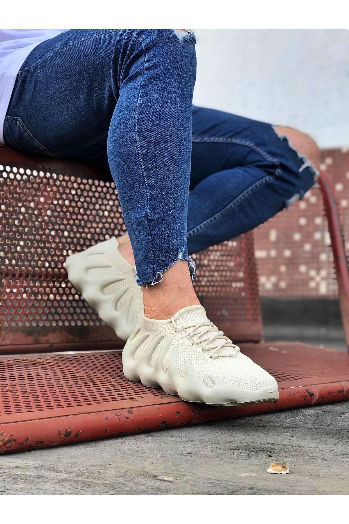 Bej Triko Sargı Taban Casual Erkek Ayakkabı Bej Triko Sargı Taban Casual Erkek Ayakkabı