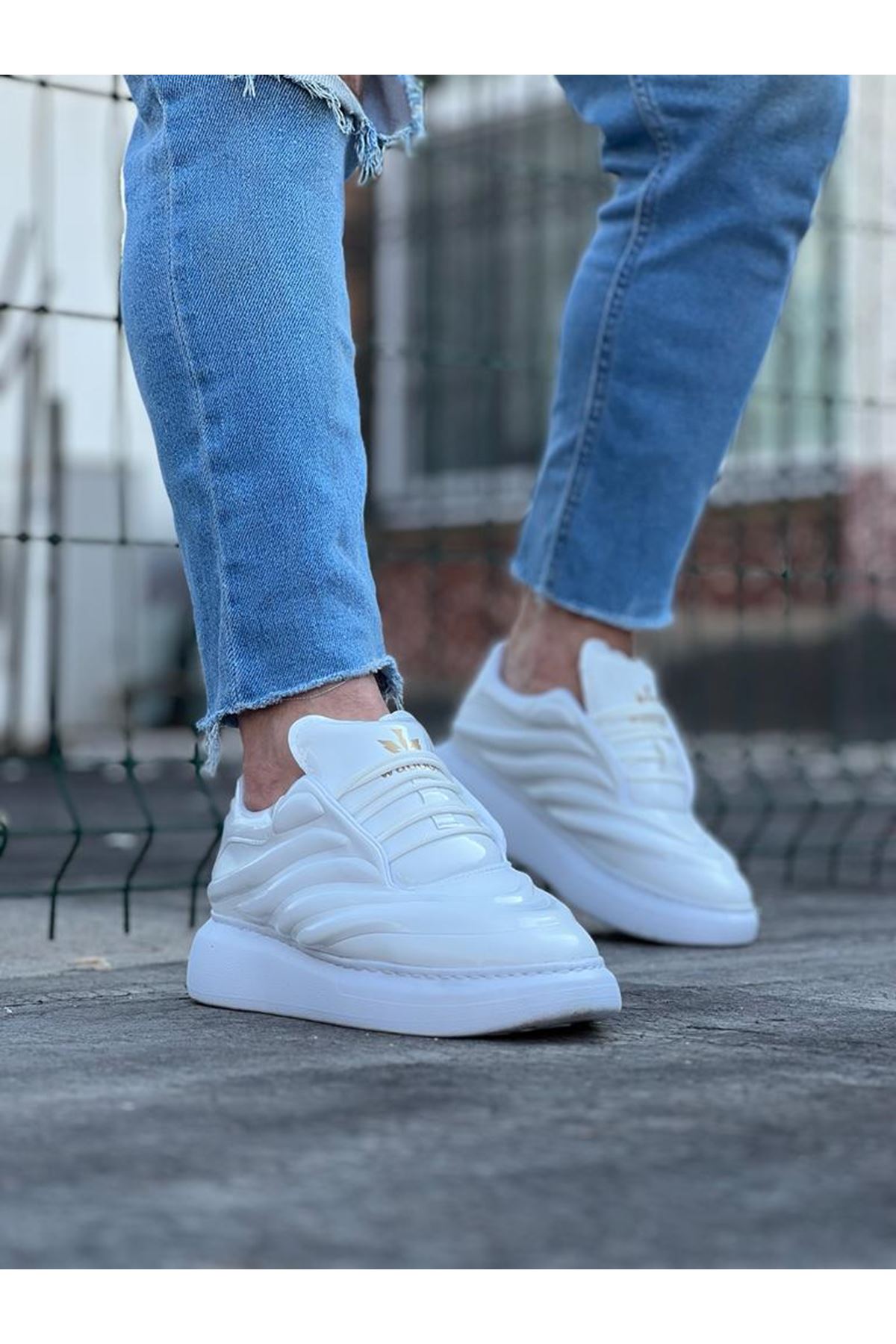 Lisinya947 CZ094 Beyaz Rugan Erkek Casual Ayakkabı