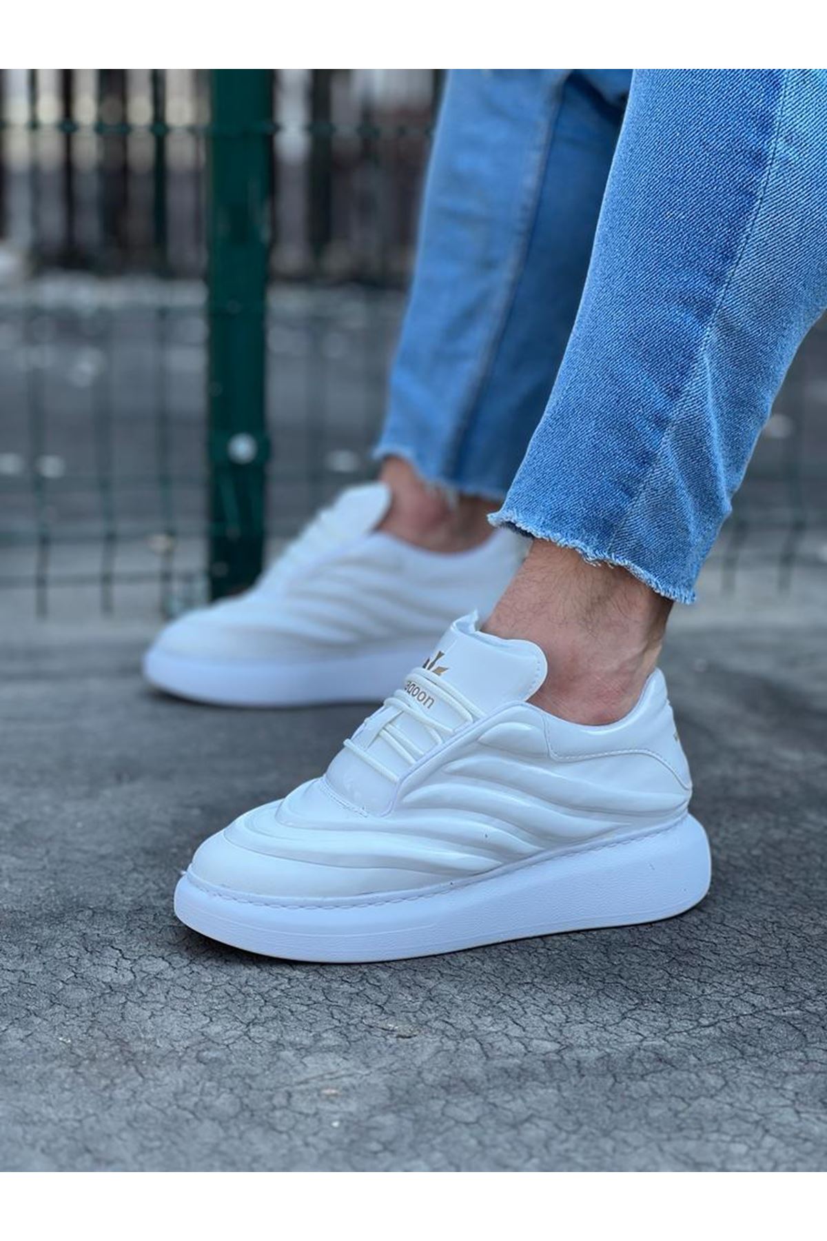 Lisinya947 CZ094 Beyaz Rugan Erkek Casual Ayakkabı