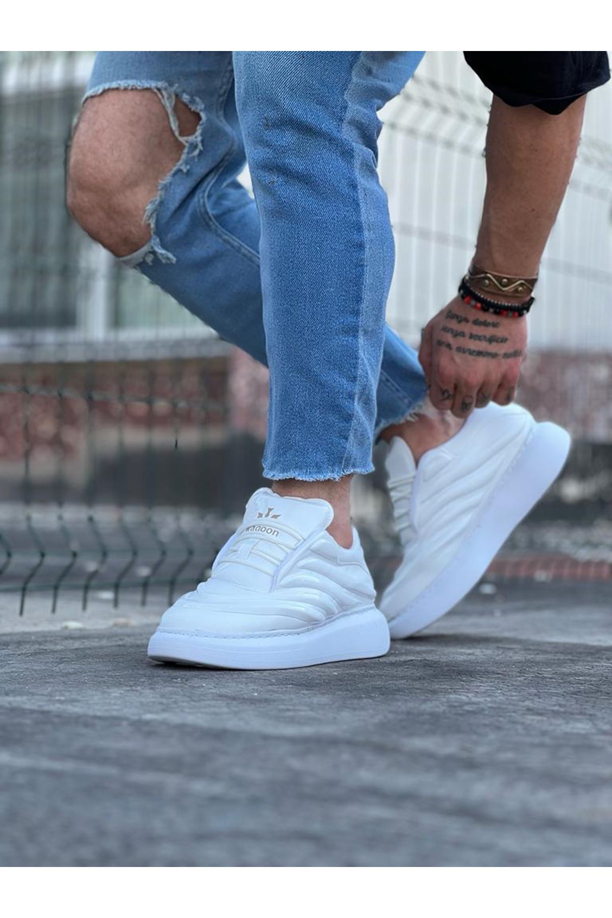 Lisinya947 CZ094 Beyaz Rugan Erkek Casual Ayakkabı