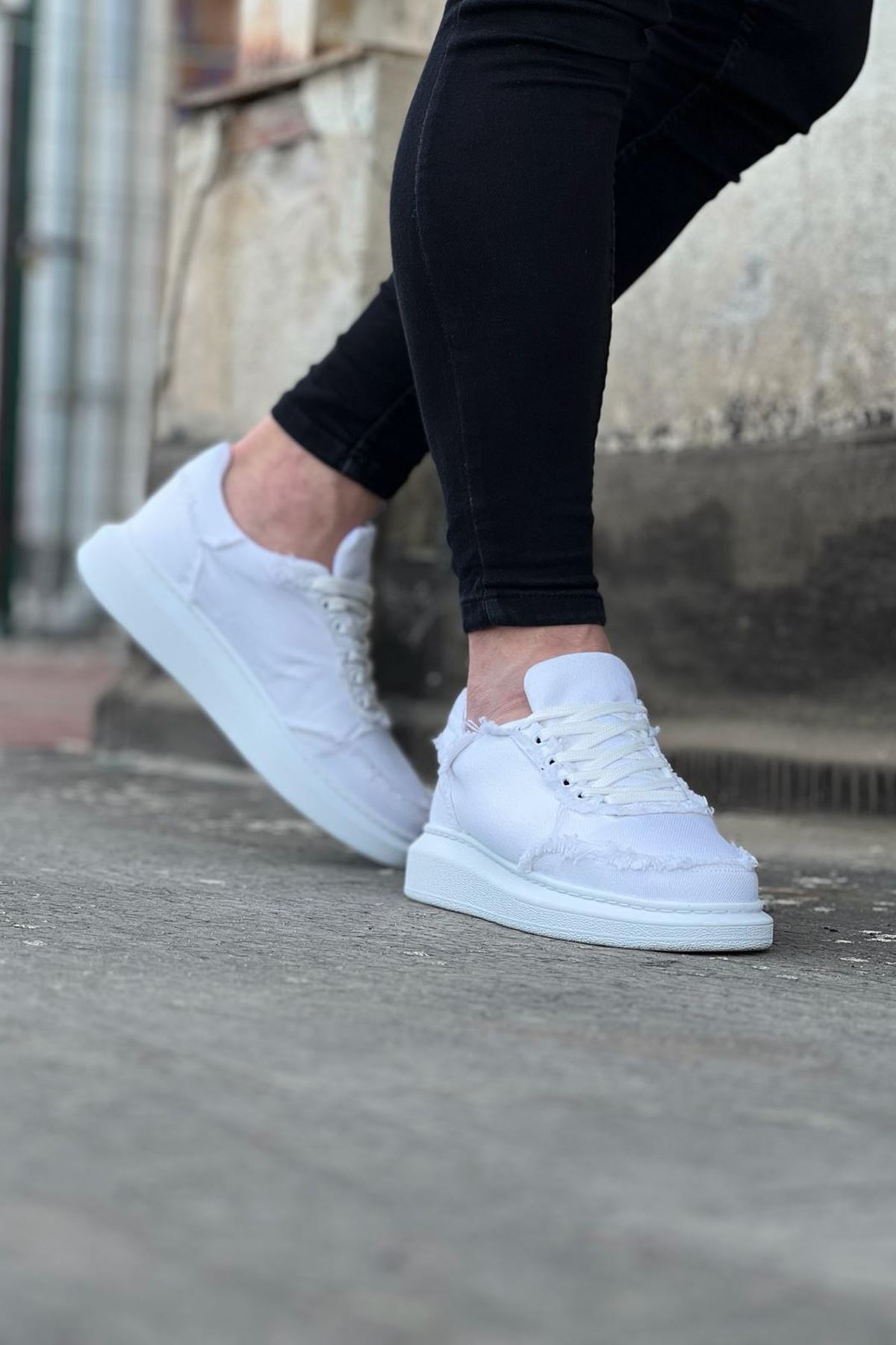 Lisinya947 CZ018 Beyaz Kot Kumaş Erkek Casual Ayakkabı