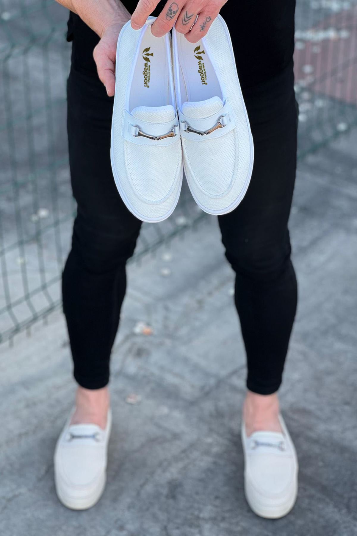 Lisinya947 CZ060 Beyaz Triko Babet Erkek Casual Ayakkabı