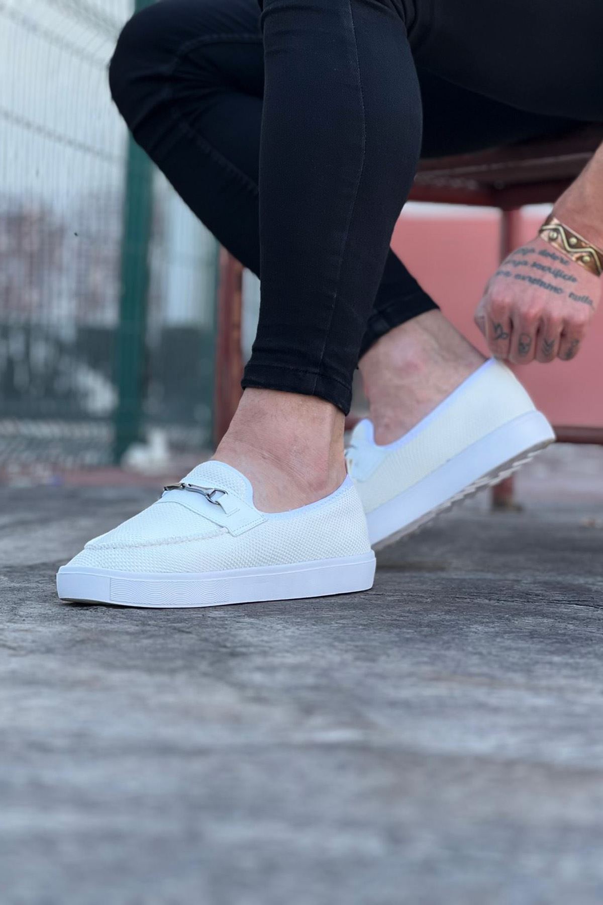 Lisinya947 CZ060 Beyaz Triko Babet Erkek Casual Ayakkabı