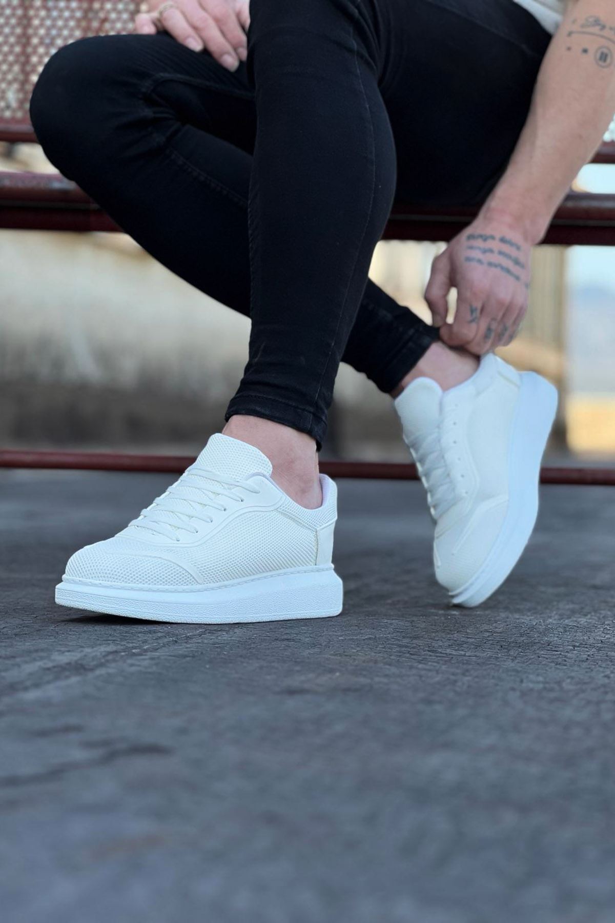 Lisinya947 CZ019 Beyaz Triko Erkek Casual Ayakkabı