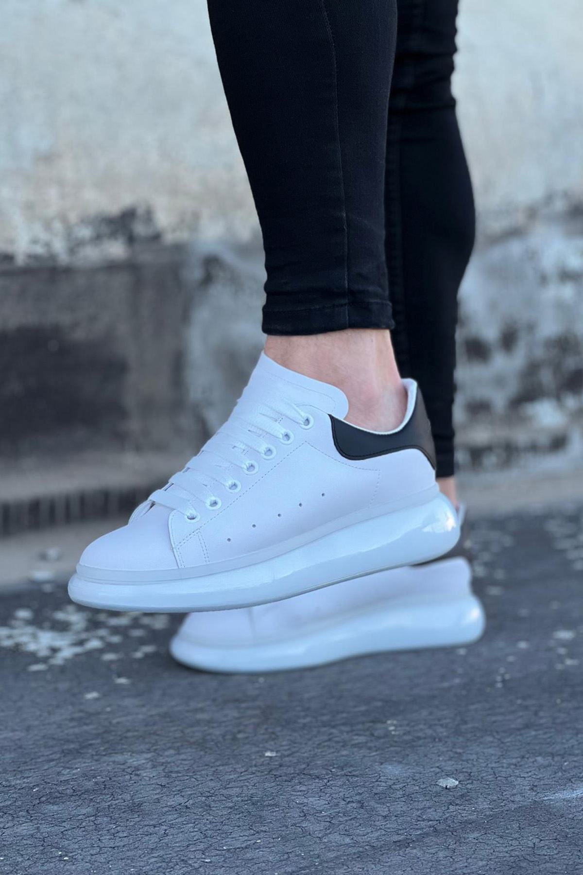 Lisinya947 CZ095 Beyaz Siyah Erkek Casual Ayakkabı
