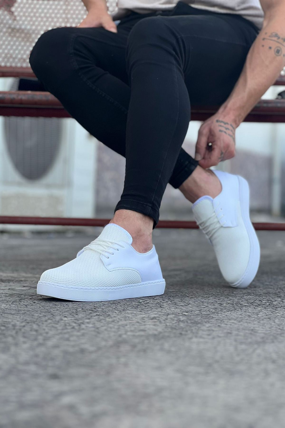 Lisinya947 CZ016 Beyaz Triko Erkek Casual Ayakkabı