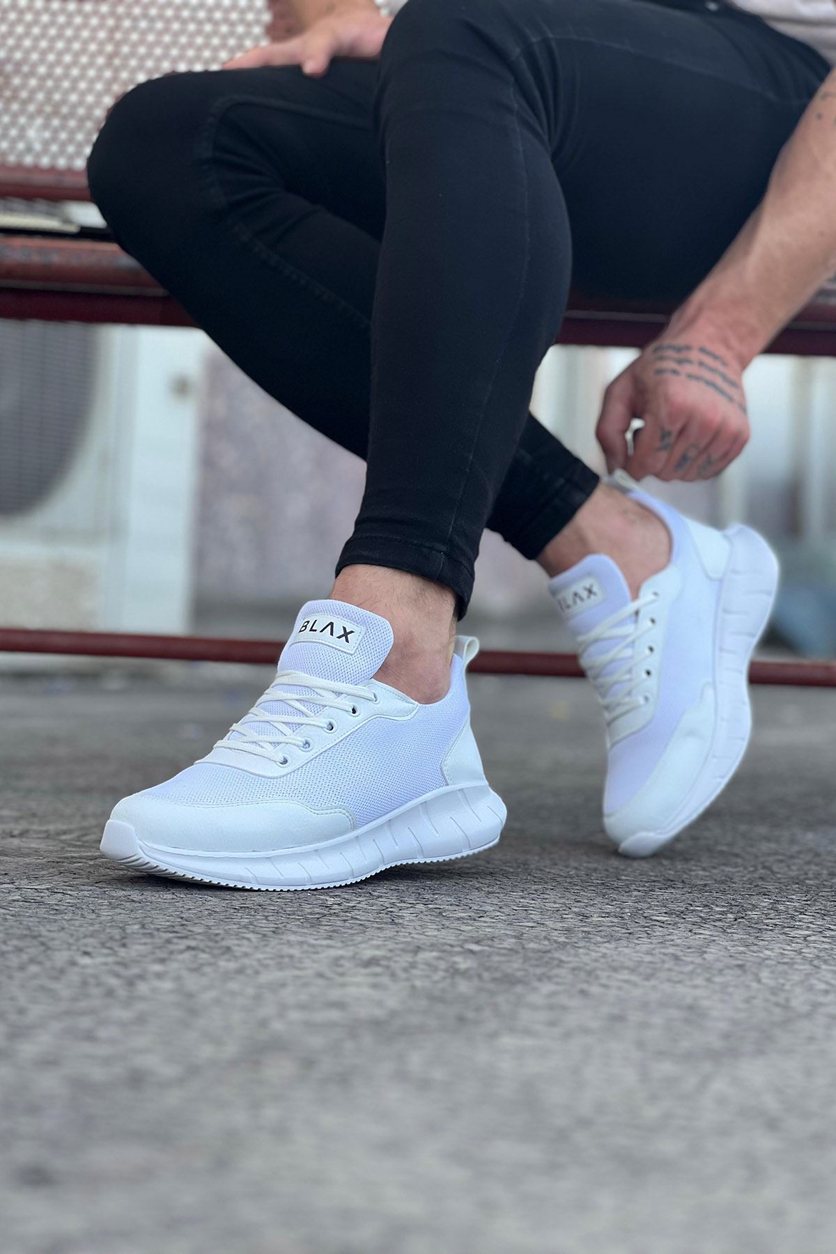 Lisinya947 CZ063 Beyaz Triko Erkek Spor Ayakkabı