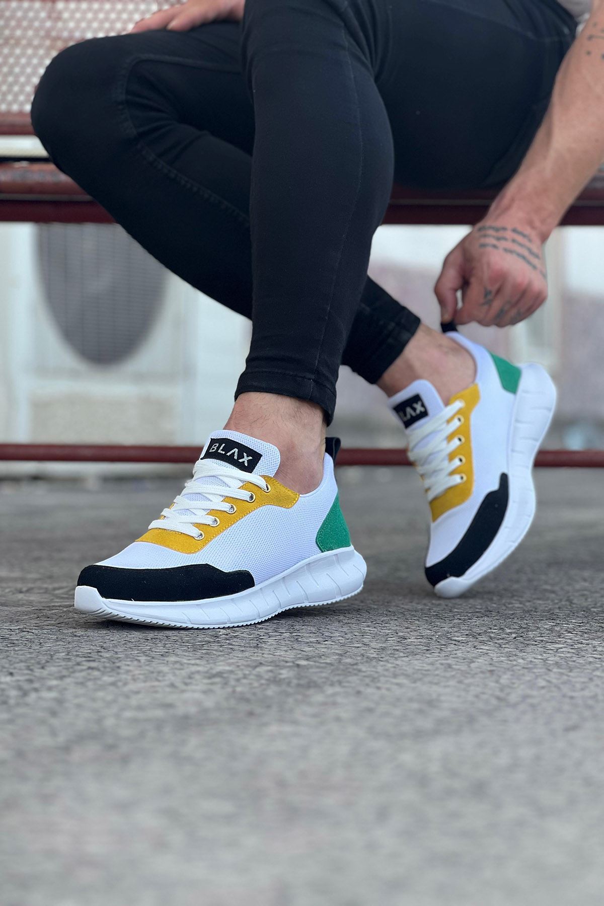 Lisinya947 CZ063 Beyaz Füme Triko Erkek Spor Ayakkabı