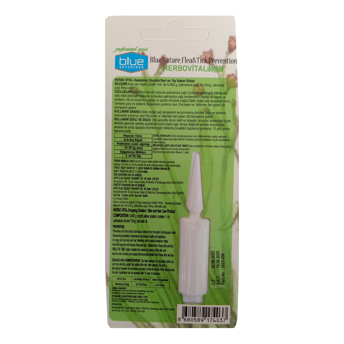 Herbiovital Bitkisel Köpek Damlası 4 ml ( 10-20 kg ) Herbiovital Bitkisel Köpek Damlası 4 ml ( 10-20 kg )