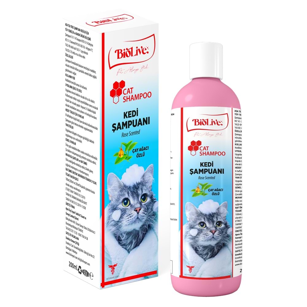 Biolive Çay Ağacı Özlü Kedi Şampuanı 200ml Biolive Çay Ağacı Özlü Kedi Şampuanı 200ml