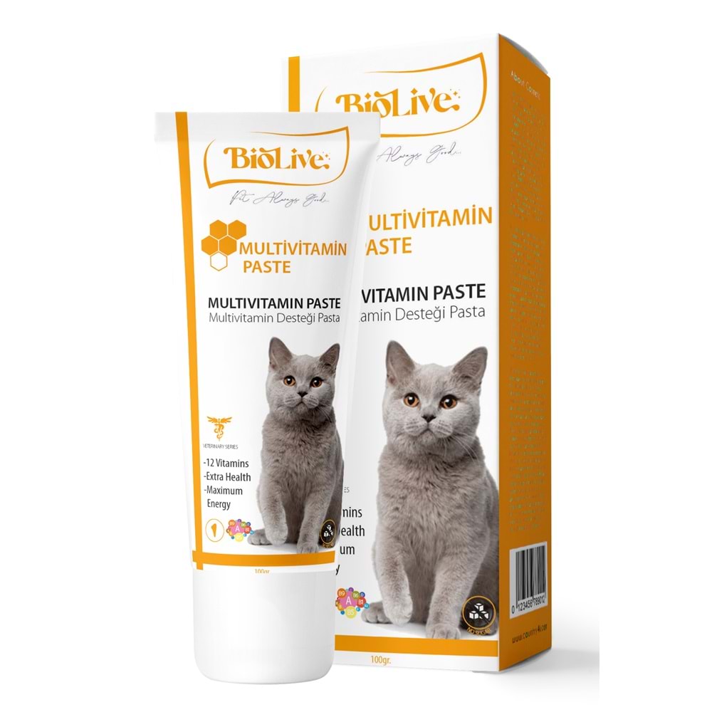 Biolive Kediler İçin Multivitamin Paste 100gr Biolive Kediler İçin Multivitamin Paste 100gr
