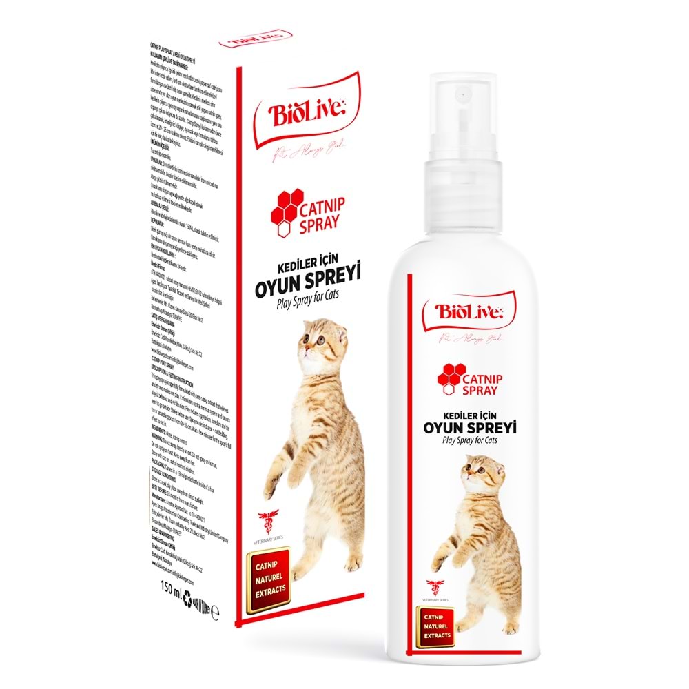 Biolive Kediler İçin Oyun Spreyi 150ml Biolive Kediler İçin Oyun Spreyi 150ml