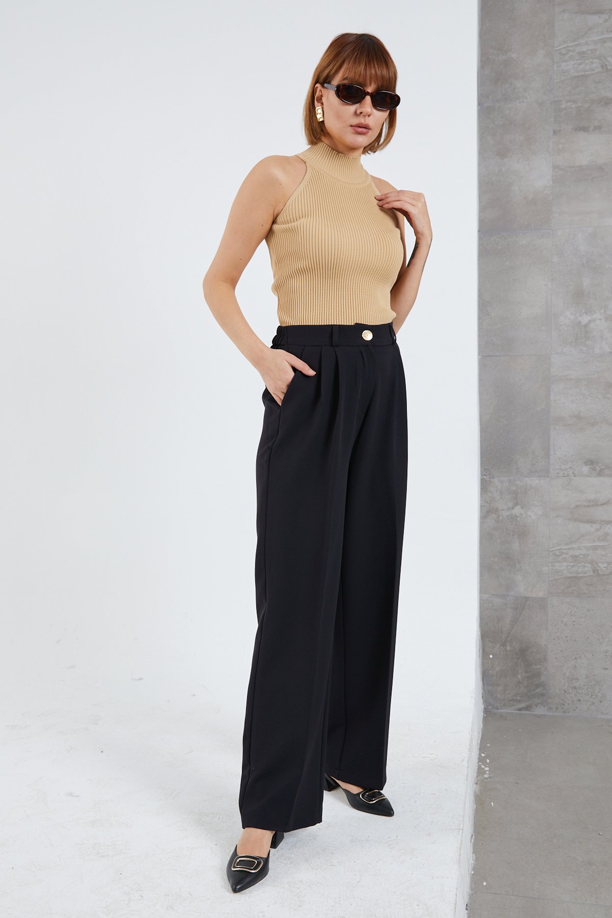 Kadın Beli Lastikli Pzzo Pantolon - Lisinya