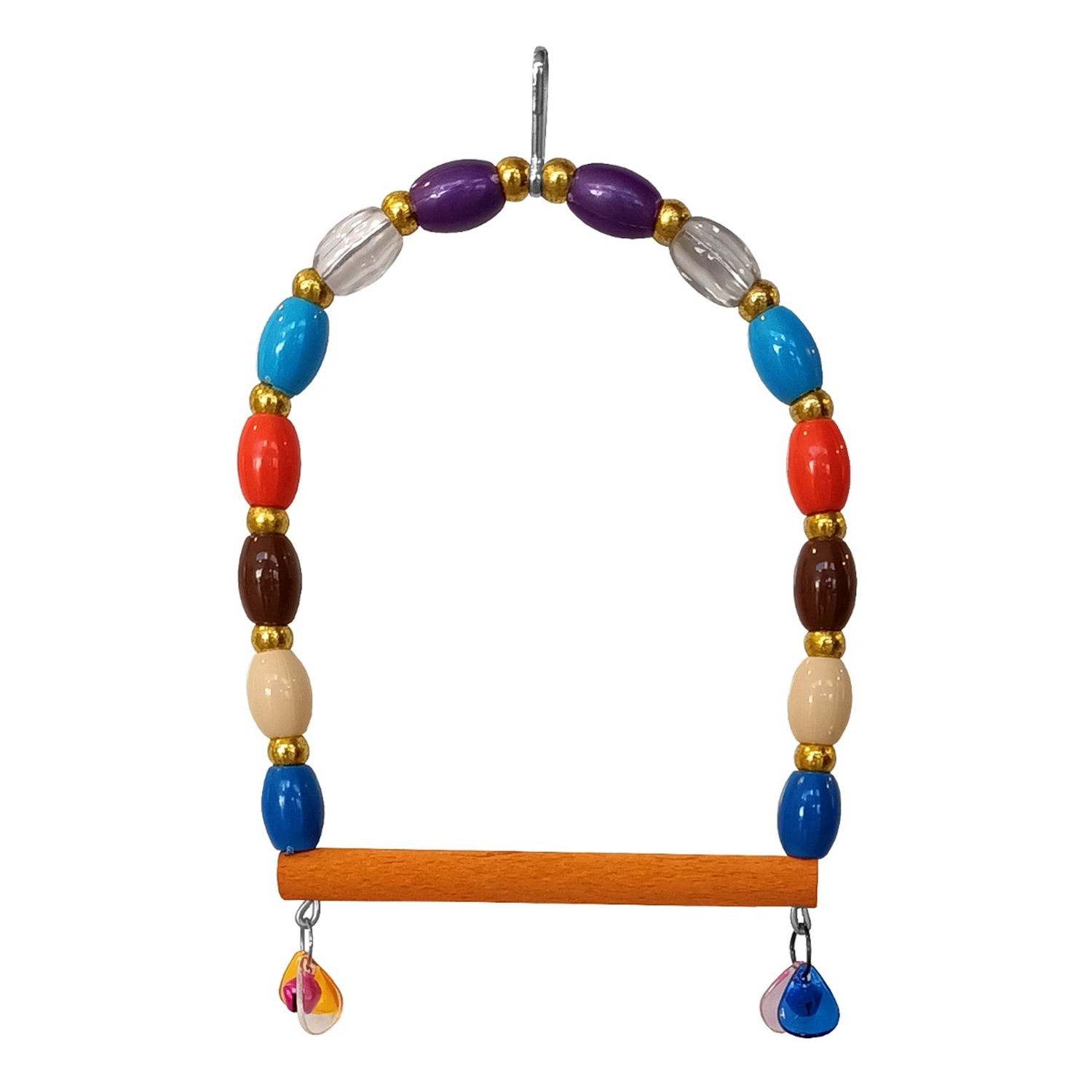 Renkli Boncuklu Ve Çanlı Muhabbet Kuşu Salıncağı 11-13.5 cm Renkli Lisinya205 Renkli Boncuklu Ve Çanlı Muhabbet Kuşu Salıncağı 11-13.5 cm Renkli