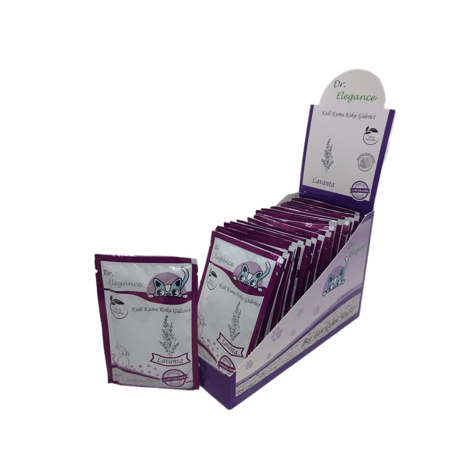 Lisinya205  Kedi Kumu Koku Giderici Lavanta Kokulu 25 gr ( 14 gün Etkili Bor )