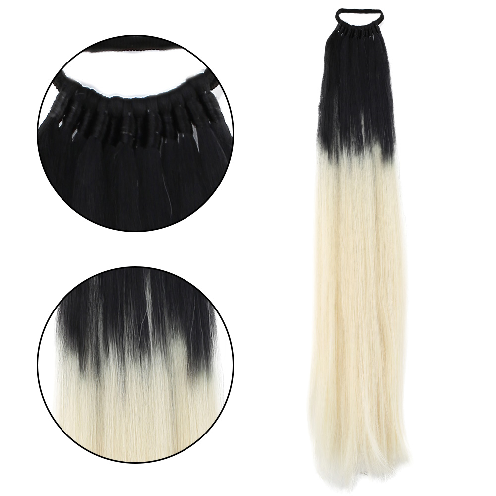 Lastik Tokalı At Kuyruğu Düz / Siyah / Platin Ombre Lastik Tokalı At Kuyruğu Düz / Siyah / Platin Ombre
