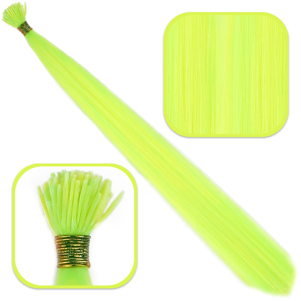 Fiber Sentetik Boncuk Kaynaklık Renkli Saç / Neon Sarı / 100 Adet Fiber Sentetik Boncuk Kaynaklık Renkli Saç / Neon Sarı / 100 Adet