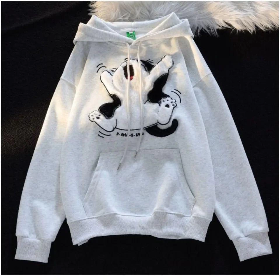 3 iplik şardonlu oversize peluş baskılı sweat beyaz - Lisinya