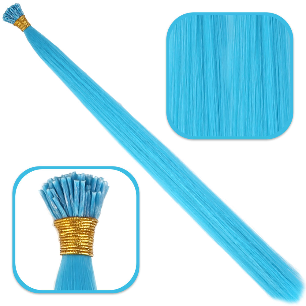 Fiber Sentetik Boncuk Kaynaklık Renkli Saç / Turkuaz Mavi / 100 Adet Fiber Sentetik Boncuk Kaynaklık Renkli Saç / Turkuaz Mavi / 100 Adet
