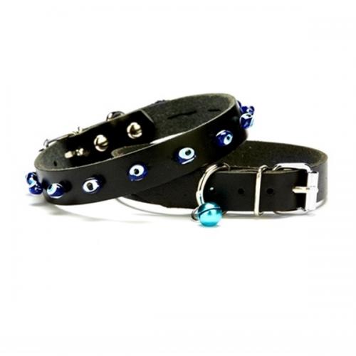 Lisinya205 Nazar Boncuklu Kedi Ve Köpek Tasması 1x18-22 cm Siyah Small