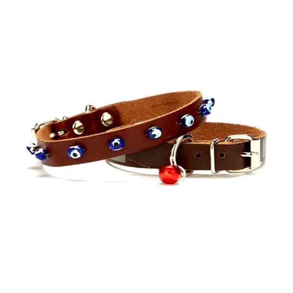 Lisinya205 Nazar Boncuklu Kedi Ve Küçük Irk Köpek Tasması 1x14-18 cm Kahve XSmall