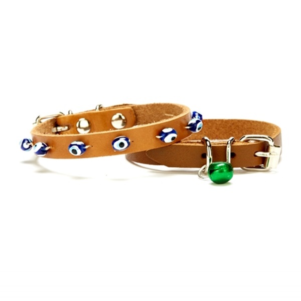 Lisinya205 Nazar Boncuklu Kedi Ve Küçük Irk Köpek Tasması 1x14-18 cm Kamel Xsmall