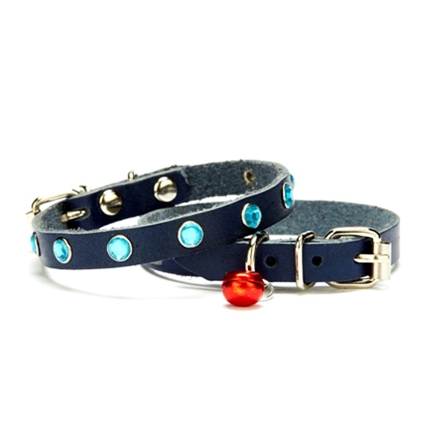 Lisinya205  Taşlı Kedi ve Yavru Köpek Tasması 1,2x26 cm Mavi Large