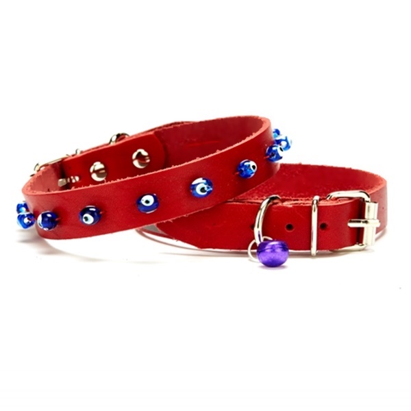 Lisinya205 Nazar Boncuklu Kedi Ve Küçük Irk Köpek Tasması 1,0x23 cm Kırmızı Medium