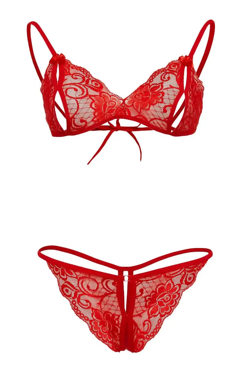 Dantelli Fantazi Sütyen ve G-String Takım Lisinya945 Dantelli Fantazi Sütyen ve G-String Takım