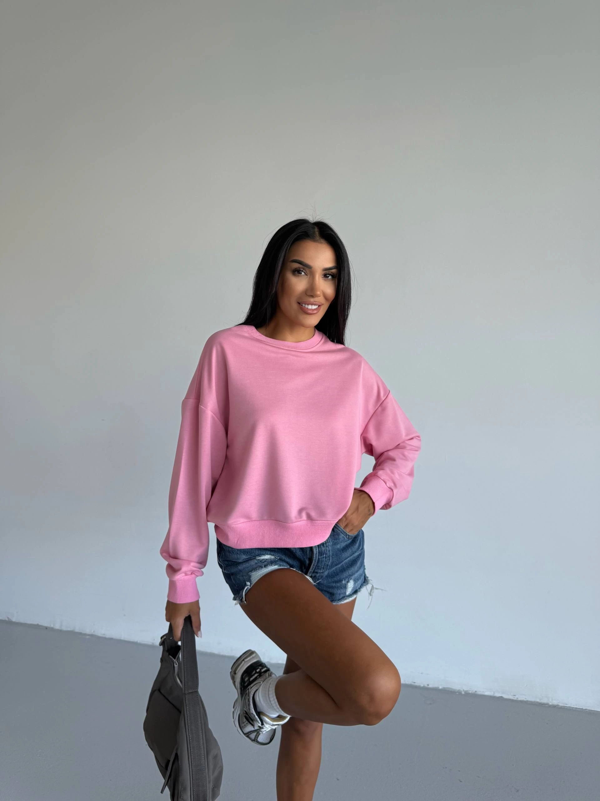 2 iplik bisiklet yaka sweat pembe f2339 - Lisinya 2 iplik bisiklet yaka sweat pembe f2339 - Lisinya