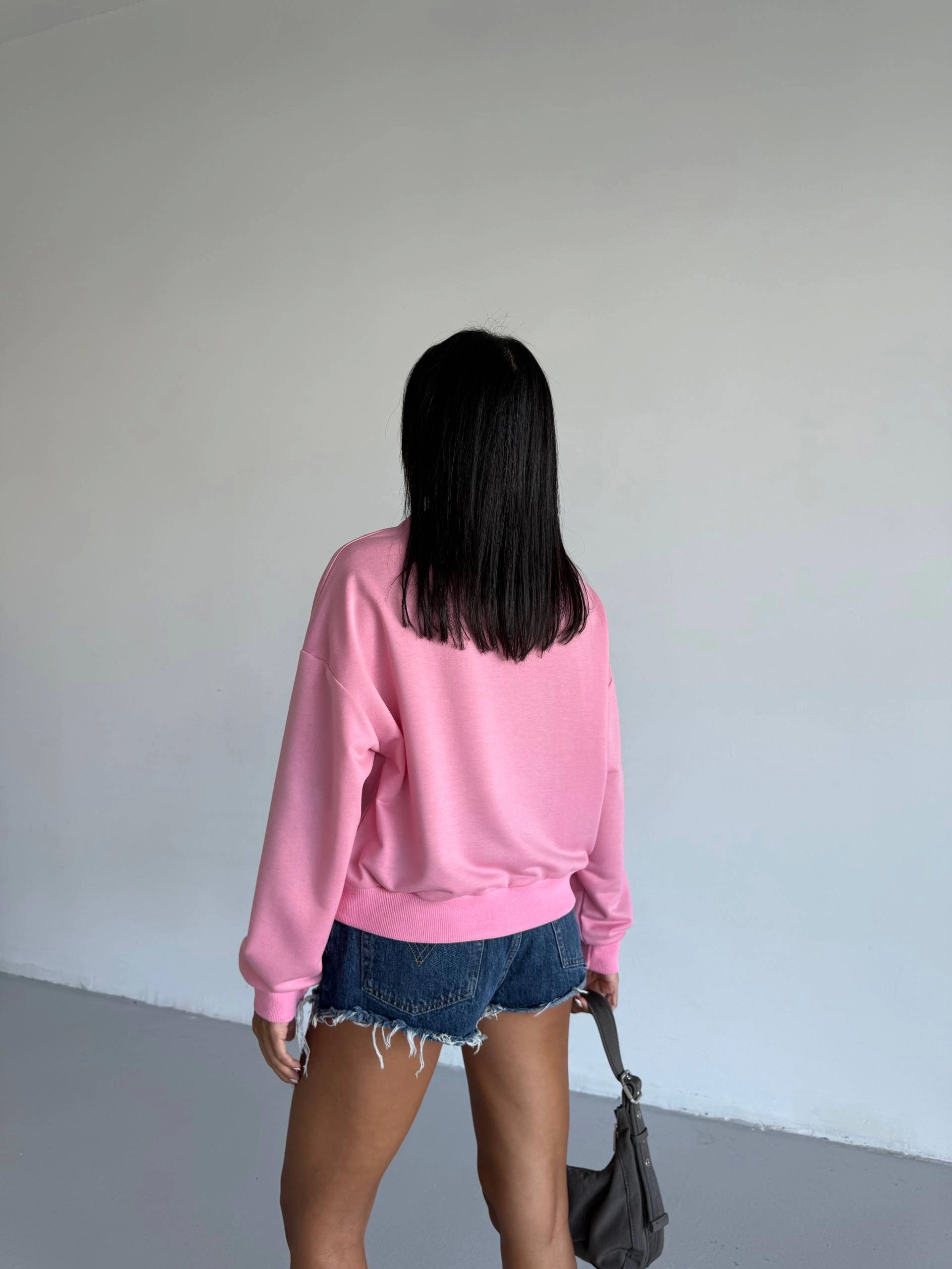 2 iplik bisiklet yaka sweat pembe f2339 - Lisinya 2 iplik bisiklet yaka sweat pembe f2339 - Lisinya