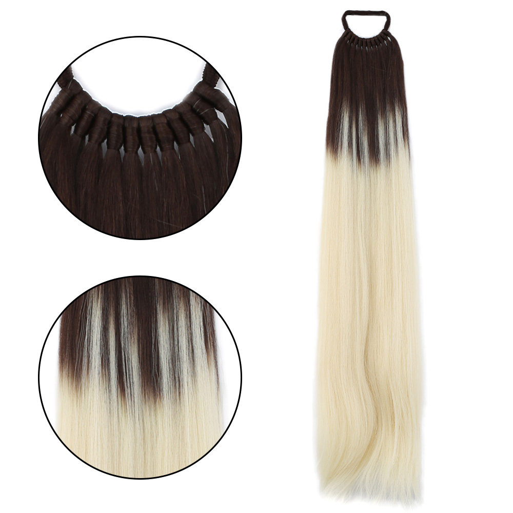 Lastik Tokalı At Kuyruğu Su Dalgalı / Kumral / Platin Ombre Lastik Tokalı At Kuyruğu Su Dalgalı / Kumral / Platin Ombre