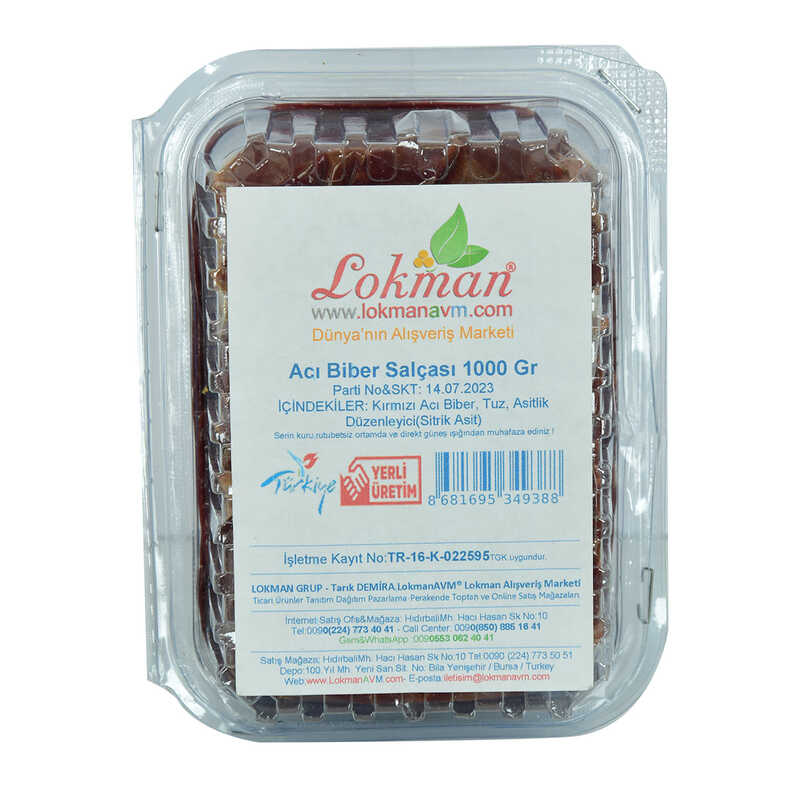 Lisinya214 Acı Biber Salçası 1000 Gr Paketli Kutulu