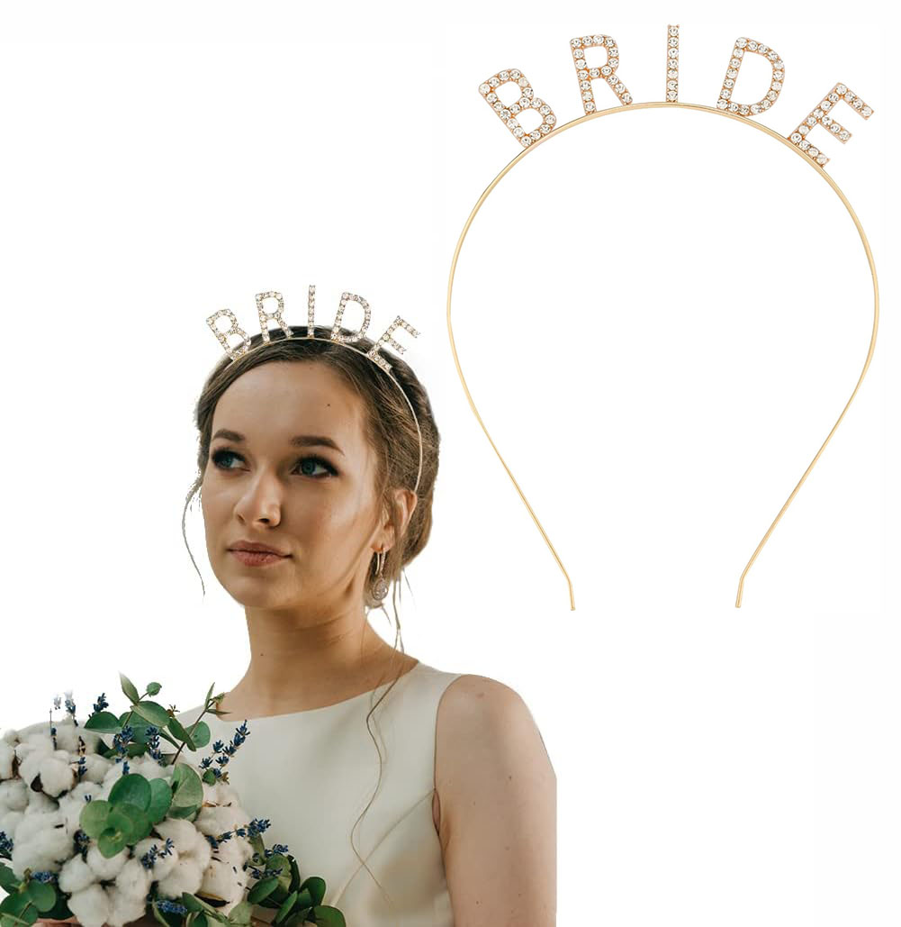 Altın Gold Renk Bekarlığa Veda Kristal Taş Bride Tacı İthal 16x10 cm (Lisinya)