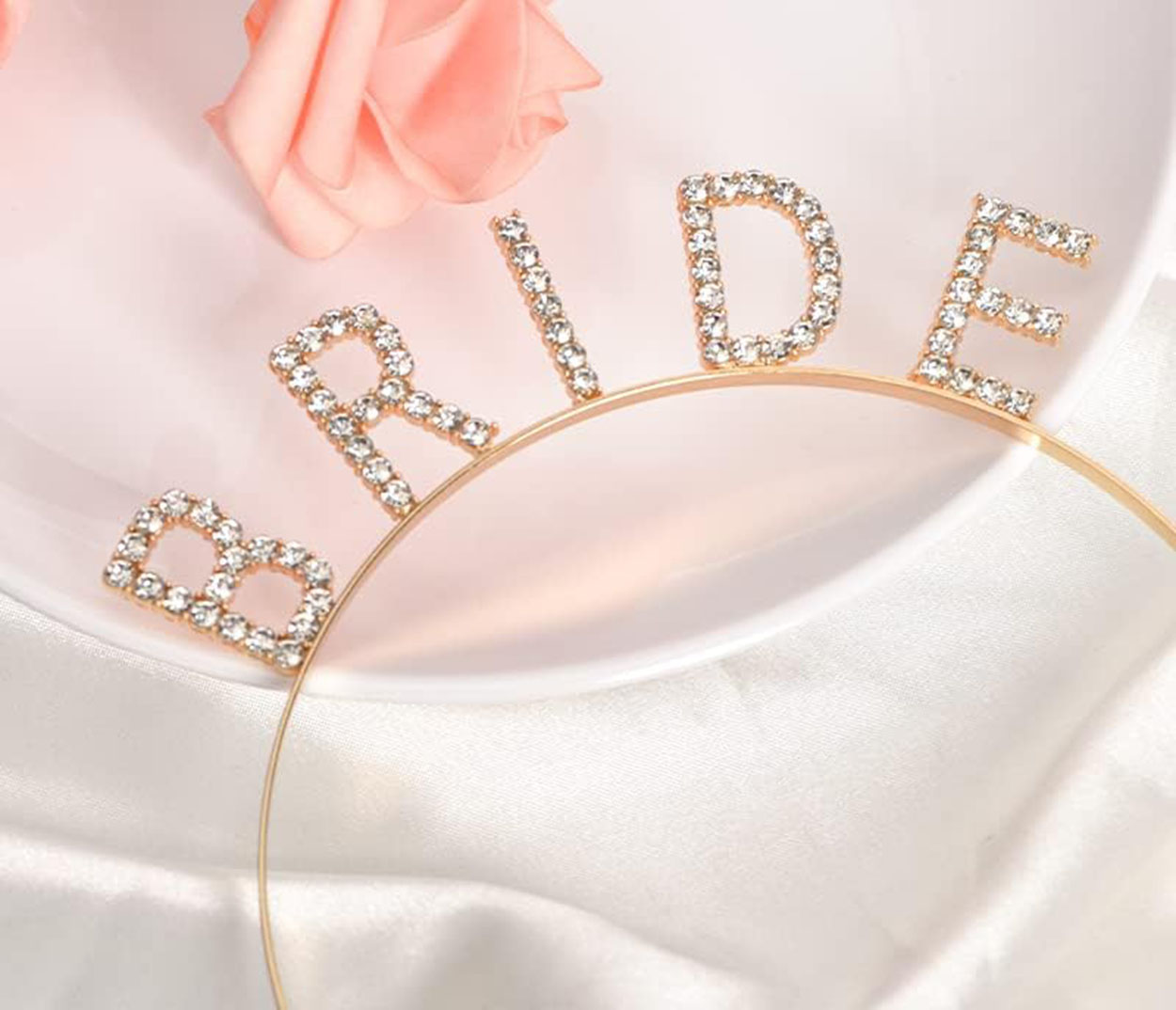 Altın Gold Renk Bekarlığa Veda Kristal Taş Bride Tacı İthal 16x10 cm (Lisinya)
