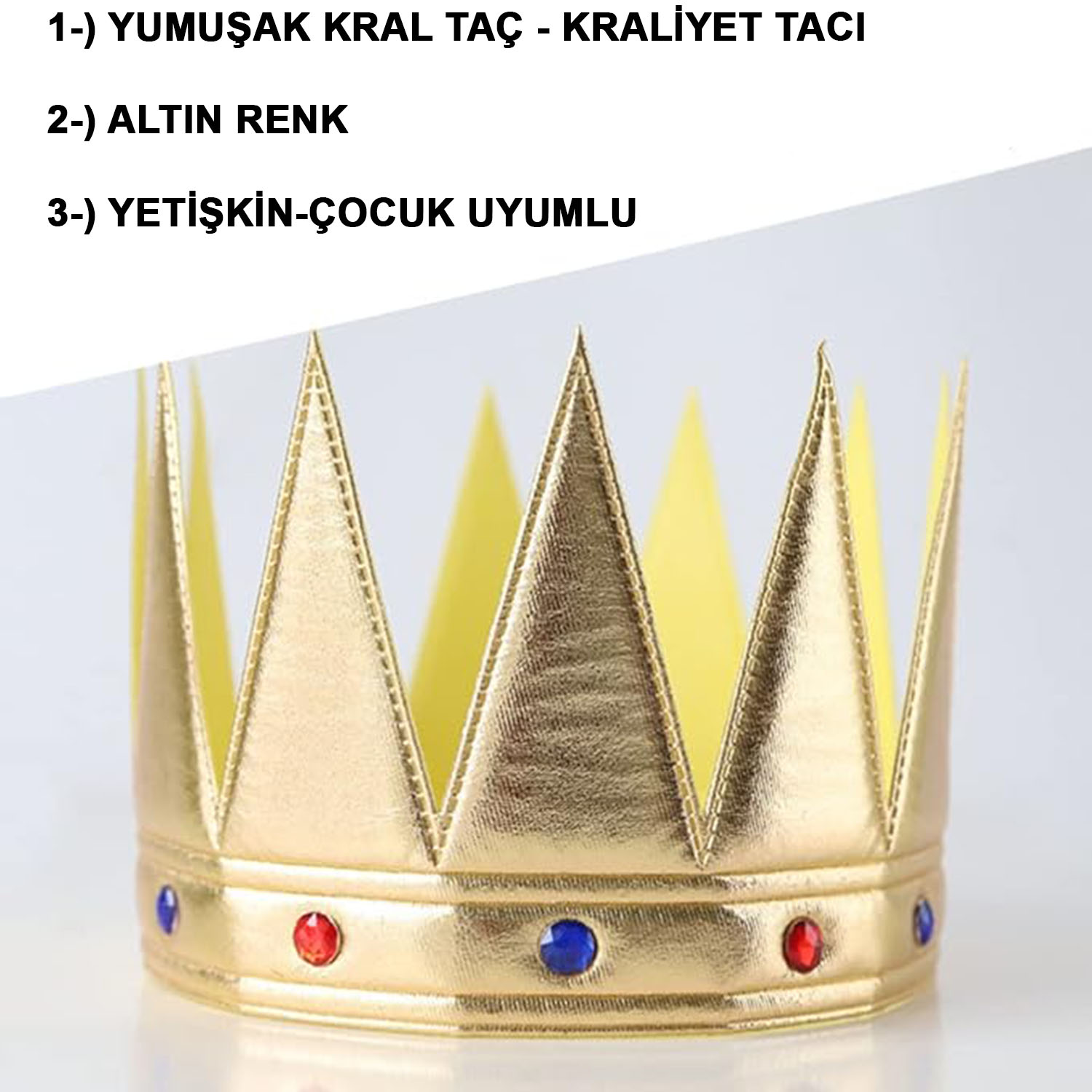 Altın Renk Eva Yumuşak Kral Kraliyet Tacı Yetişkin Çocuk Uyumlu 55 cm (Lisinya)