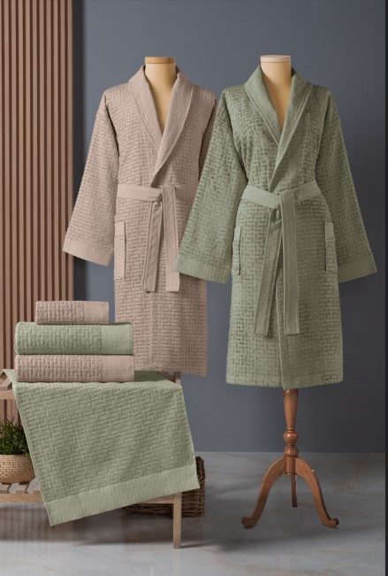 Bambu Bornoz Seti Lisse Sage Sabre