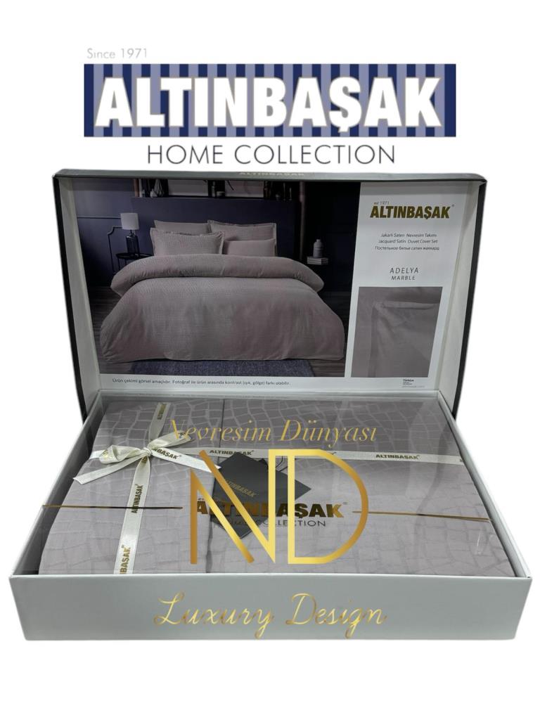 Jakarlı Saten Çift Kişilik Nevresim Takımı Adelya Marble Jakarlı Saten Çift Kişilik Nevresim Takımı Adelya Marble