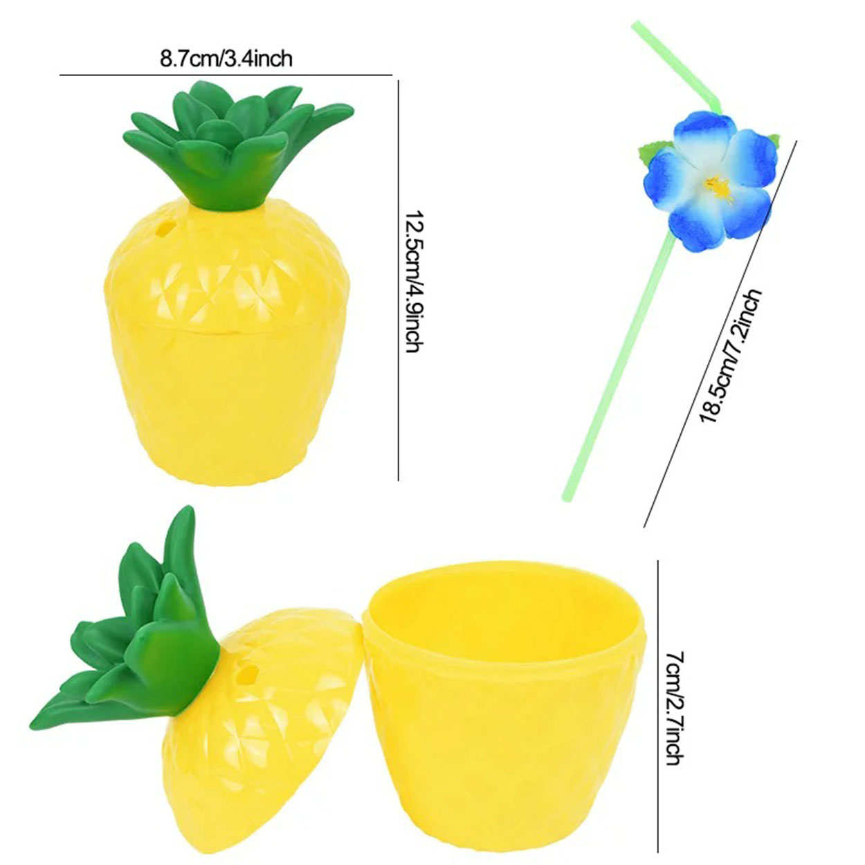 Ananas Hawaii Luau Aloha Pipetli İçecek Kabı Bardak 10x13 cm 1 Adet Ananas Hawaii Luau Aloha Pipetli İçecek Kabı Bardak 10x13 cm 1 Adet