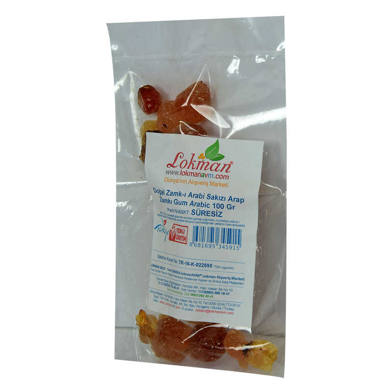 Lisinya214 Arap Zamkı Zamk-ı Arabi Sakızı Doğal Gum Arabic 100 Gr Paket