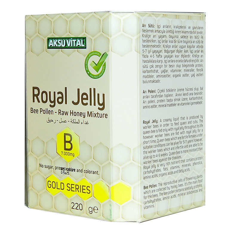 Lisinya214 Arı Sütü Polen Bal Karışımı B 7.000 Mg Gold Seri 220 Gr