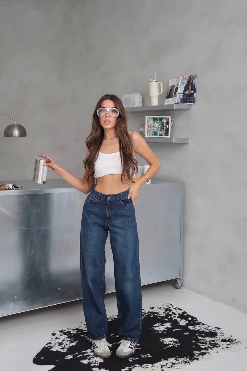 Arkadan tokalı jeans pantolon - Lisinya