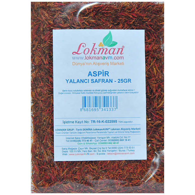 Lisinya214 Aspir Otu Yalancı Safran Asfor Doğal 25 Gr Paket