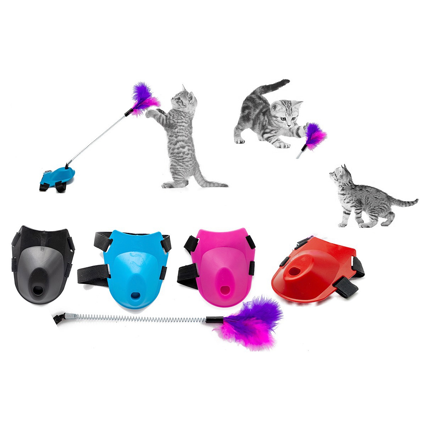 Lisinya205  Tüylü Yaylı Kedi Ayak Oltası Kedi Oyuncağı 9 cm-35 cm Mavi