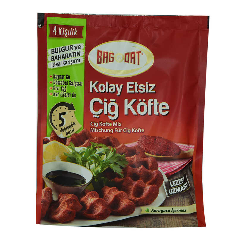 Kolay Etsiz Çiğ Köfte Bulgur ve Baharat Karışımı 4 Kişilik 120 Gr Paket - Lisinya