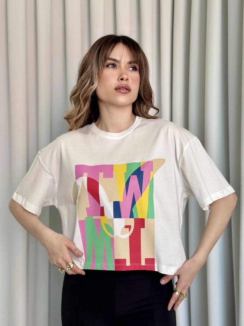 Baskılı crop tişört - Lisinya